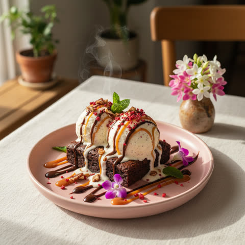 Helado brownie
