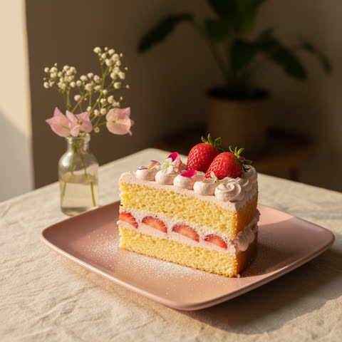 Torta de vainilla y manjar fresa