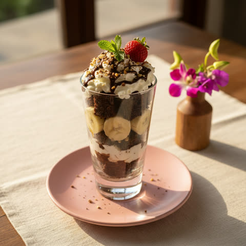 Parfait de brownie o chocobanana